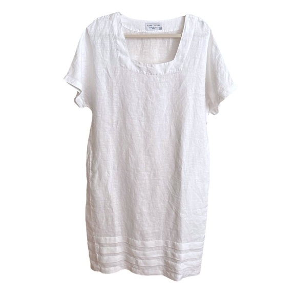 HARIS COTTON White Linen Shift Dress Relaxed Fit Beachy Coastal Size Small - Picture 11 of 12
